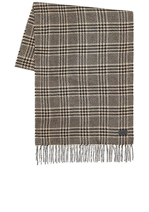 Saint Laurent Long Prince Of Wales Scarf in Black & Beige - Black,Beige. Size all.