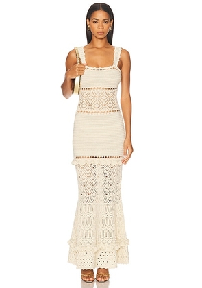 Retrofete Winona Crochet Dress in Ivory Gold - Ivory. Size XL (also in L, M, S).