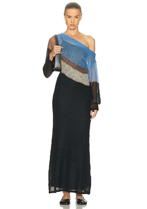 Staud Tessa Dress in Country Blue Multi - Black,Blue. Size S (also in ).