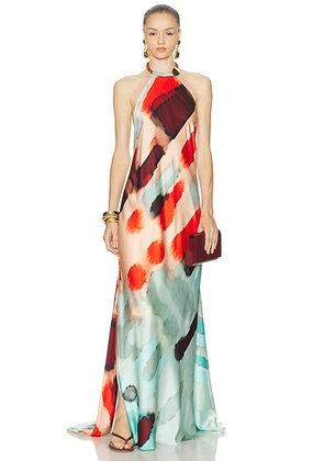 SILVIA TCHERASSI Zeffa Dress in Aqua Watercolor - Mint,Red. Size L (also in ).