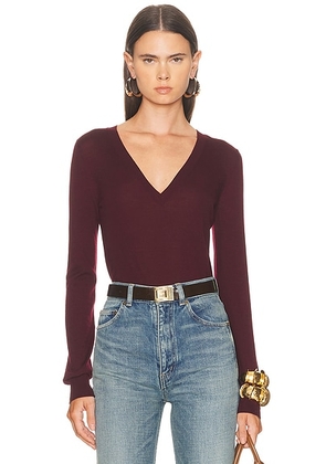Saint Laurent V-Neck Sweater in Bordeaux - Wine. Size S (also in ).