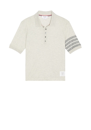 Thom Browne Short Sleeve Rib Cuff Polo in Pale Grey - Light Grey. Size 3 (also in 2, 4, 5).