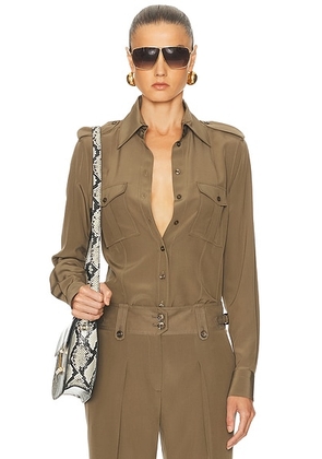 TOM FORD Military Shirt in Khaki - Olive. Size 42 (also in 34, 36, 40).