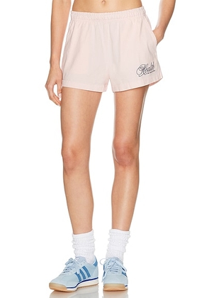 Sporty & Rich Health Script Disco Short in Pink Dolphin - Pink. Size XL (also in ).