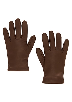 Saint Laurent Leather Gloves in Brown - Brown. Size 6.5 (also in 7).