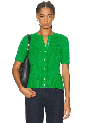 Polo Ralph Lauren Short Sleeve Crewneck Cardigan in Preppy Green - Green. Size M (also in S, XL, XS).