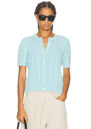 Polo Ralph Lauren Short Sleeve Crewneck Cardigan in Acadia Blue - Blue. Size XL (also in ).