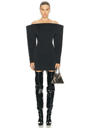 Stella McCartney Satin Long Sleeve Mini Dress in Black - Black. Size 34 (also in 36).