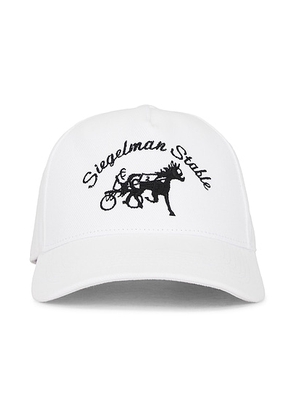 Siegelman Stable Denim Five Panel Hat in White - White. Size all.