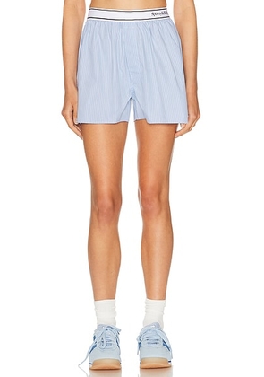 Sporty & Rich Serif Logo Boxer Short in Light Blue Striped - Baby Blue. Size M (also in S, XS).