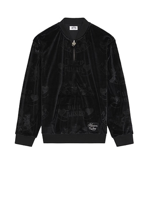 Pleasures Crest Velour Quarter Zip in Black - Black. Size L (also in M).