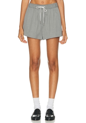 St. Agni Tailored Boxer Short in Grey Pinstripe - Grey. Size M (also in L, S, XS).
