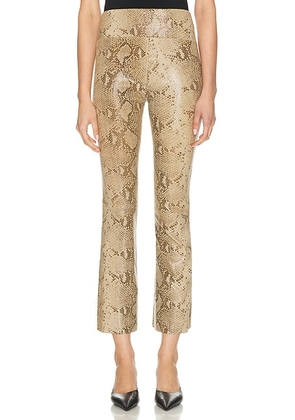 SPRWMN Ankle Flare Leg Pant in Beige Glossy Python - Beige. Size M (also in S, XS).