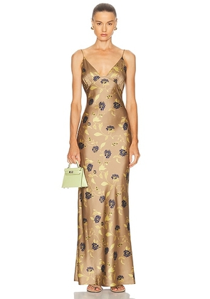 Staud Hank Silk Dress in Vintage Floral - Taupe. Size XS (also in S).