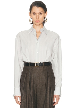 Saint Laurent Button Up Top in Blanc Gris - Grey. Size 34 (also in 36, 38, 40).