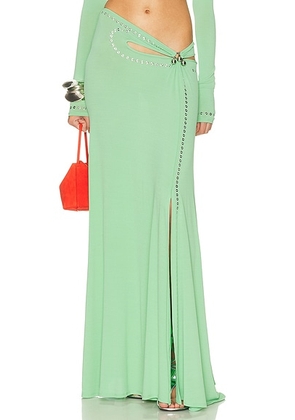 RABANNE Cut Out Long Skirt in Pistachio - Green. Size 40 (also in 42).
