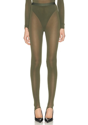 WARDROBE.NYC Sheer Sitrrup Legging in Military - Olive. Size L (also in M, S, XL).