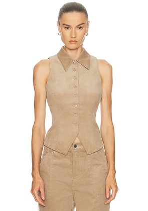 SEROYA Becky Corduroy Vest in Desert - Tan. Size M (also in L, S, XL, XS).