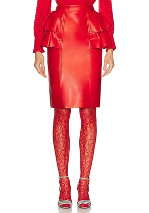 Valentino Leather Skirt in Rosso - Red. Size 36 (also in 38, 40).