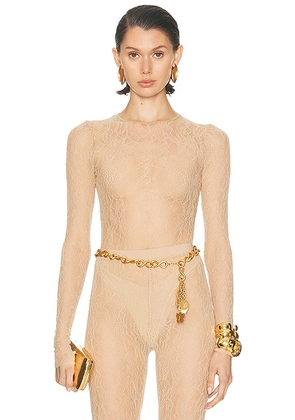 WARDROBE.NYC Lace Bodysuit in Khaki - Tan. Size L (also in M, S, XS, XXS).