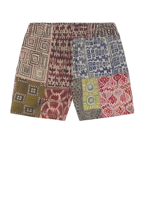 Found Found Watercolor Mosaic Work Shorts in Multi - Olive. Size M (also in L, S, XL/1X).