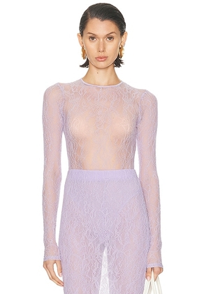 WARDROBE.NYC Lace Bodysuit in Lilac - Lavender. Size L (also in ).