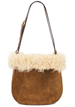 Saint Laurent Roady Shoulder Bag in Caramel Cognac & Beige - Brown. Size all.