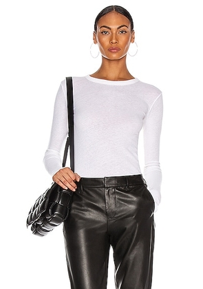 Enza Costa Cashmere Cuffed Crew Tee in White - White. Size S (also in L, M, XL, XS).