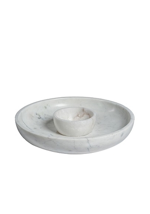The Favorites Roma Chip And Dip Bowl in White Marble - White. Size all.
