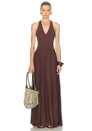 Solid & Striped The Maggie Dress in Raisin Brown - Chocolate. Size M (also in L, S, XS).