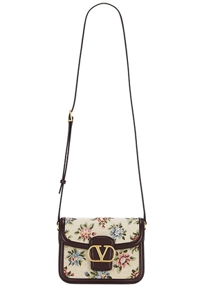 Valentino Garavani 9to5 Small Shoulder Bag in Multicolor & Oak Brown - Cream. Size all.