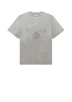 Vowels Faded Collegiate Tee in Grey Heather - Grey. Size 2 (also in 3, 4).
