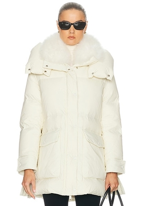 Yves Salomon Down Coat in Meringue - Cream. Size 36 (also in 38, 40, 42).