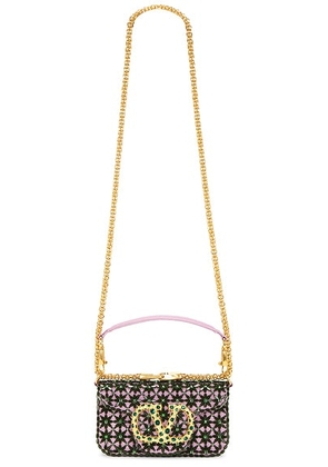 Valentino Garavani Loco Small Shoulder Bag in Emerald & Rhododendron - Green,Pink. Size all.