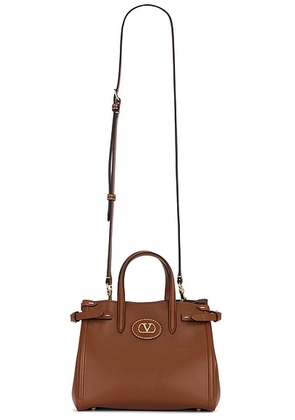 Valentino Garavani Antibes Small Tote Bag in Tobacco - Brown. Size all.