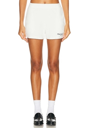 Sporty & Rich x Hotel Du Cap Eden Roc Eden Script Terry Short in White - White. Size M (also in L, S, XS).