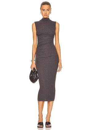 Enza Costa Silk Knit Sleeveless Twist Midi Dress in Dark Pewter - Grey. Size XL (also in L).