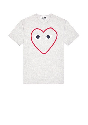 COMME des GARCONS PLAY Heart Logo Tee in Grey - Novelty,Gray. Size M (also in L, S, XL).
