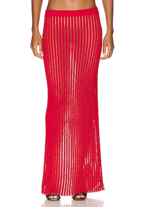 Bottega Veneta Stripes Long Skirt in Vernis - Red. Size L (also in ).