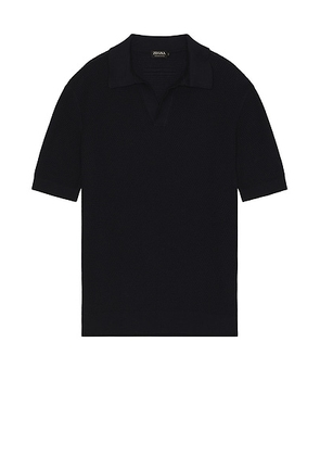 Zegna Premium Cotton Stitch Polo in Navy - Navy. Size 46 (also in 48, 50).