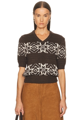 Polo Ralph Lauren Short Sleeve Sweater in Brown Multi - Brown. Size L (also in M, S, XL, XS).