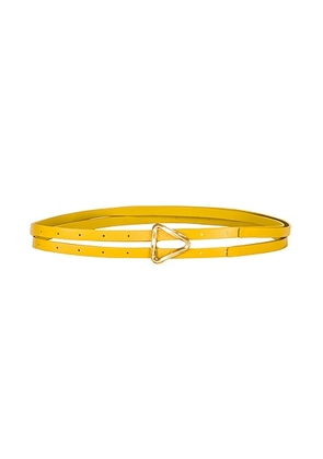 Bottega Veneta Triangle Leather Belt in Pollen & Gold - Mustard. Size L (also in M, S).