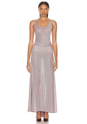 ALAÏA Mesh Dress in Rouge & Argent - Lavender. Size 34 (also in 38, 40).