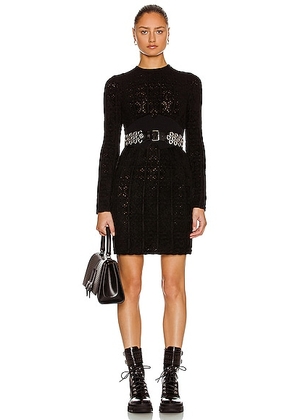 ALAÏA Fitted Corset Detail Mini Dress in Noir - Black. Size 40 (also in 38, 42, 44).