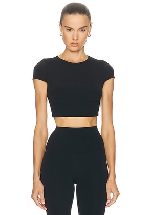 YEAR OF OURS Studio Cropped Active Tee in Black - Black. Size XS (also in L, M, S).