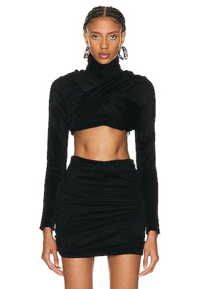 ALAÏA Draped Top in Noir - Black. Size 36 (also in 34, 40, 42).