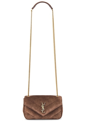 Saint Laurent Mini Loulou Chain Bag in Bark Brown - Brown. Size all.