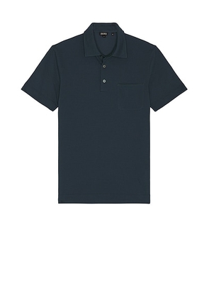 Zegna Pure Cotton Piquet Polo in Dark Teal Blue - Blue. Size 50 (also in 46).