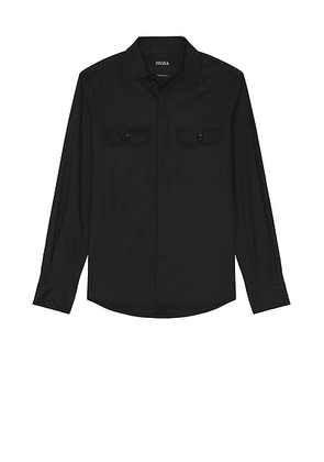 Zegna Premium Cotton Overshirt in Black - Black. Size XL/1X (also in L).