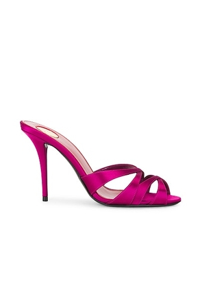 Saint Laurent Chandelle Mule Sandal in Smashed Prune - Fuchsia. Size 36.5 (also in 36, 37, 37.5, 40, 41, 42).